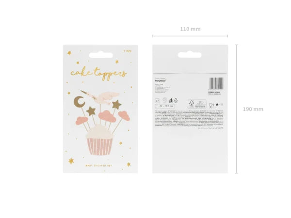 CUPCAKE TOPPERS STORK (11/13.5CM - 1PKT/7PC)