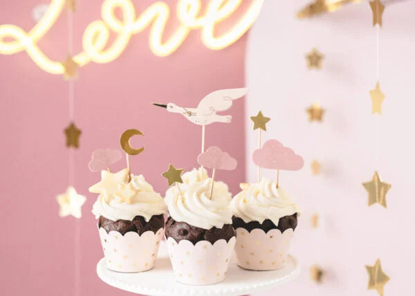 CUPCAKE TOPPERS STORK (11/13.5CM - 1PKT/7PC)