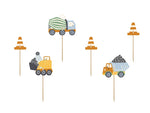 CUPCAKE TOPPERS CONSTRUCTION VEHICLES MIX (4/7CM - 1PKT/6PC)