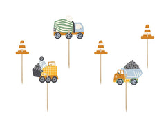 CUPCAKE TOPPERS CONSTRUCTION VEHICLES MIX (4/7CM - 1PKT/6PC)