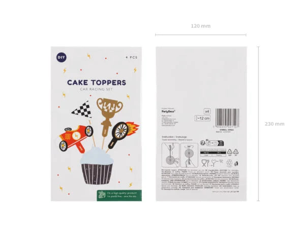CUPCAKE TOPPERS CARS MIX (12CM - 1PKT/4PC)