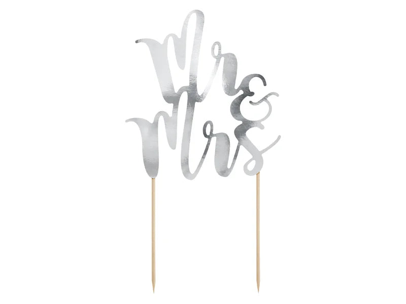 CAKE TOPPER MR&MRS SILVER (25.5CM)