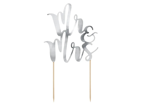 CAKE TOPPER MR&MRS SILVER (25.5CM)