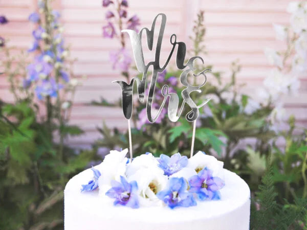 CAKE TOPPER MR&MRS SILVER (25.5CM)
