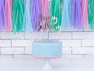 CAKE TOPPER HAPPY BIRTHDAY SILVER (22.5CM)