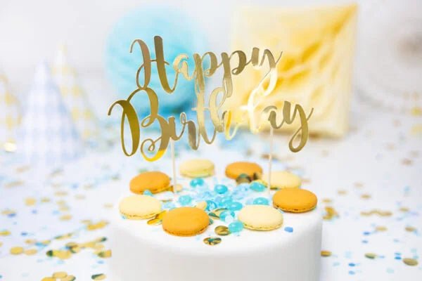 CAKE TOPPER HAPPY BIRTHDAY GOLD (22.5CM)