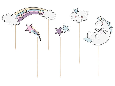 CAKE TOPPER UNICORN MIX (13/23.5CM - 1PKT/5PC)