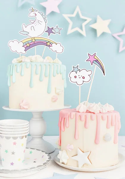 CAKE TOPPER UNICORN MIX (13/23.5CM - 1PKT/5PC)