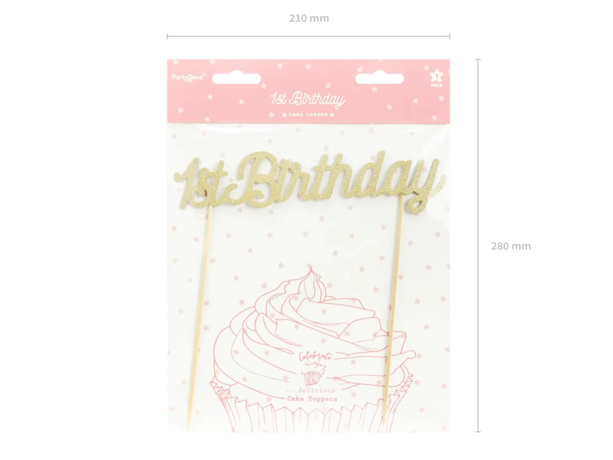 CAKE TOPPER 1ST BIRTHDAY GOLD (20CM)