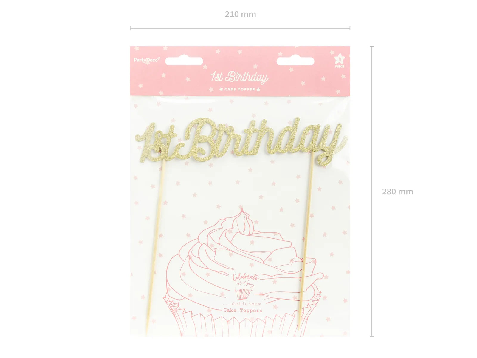 CAKE TOPPER 1ST BIRTHDAY GOLD (20CM)