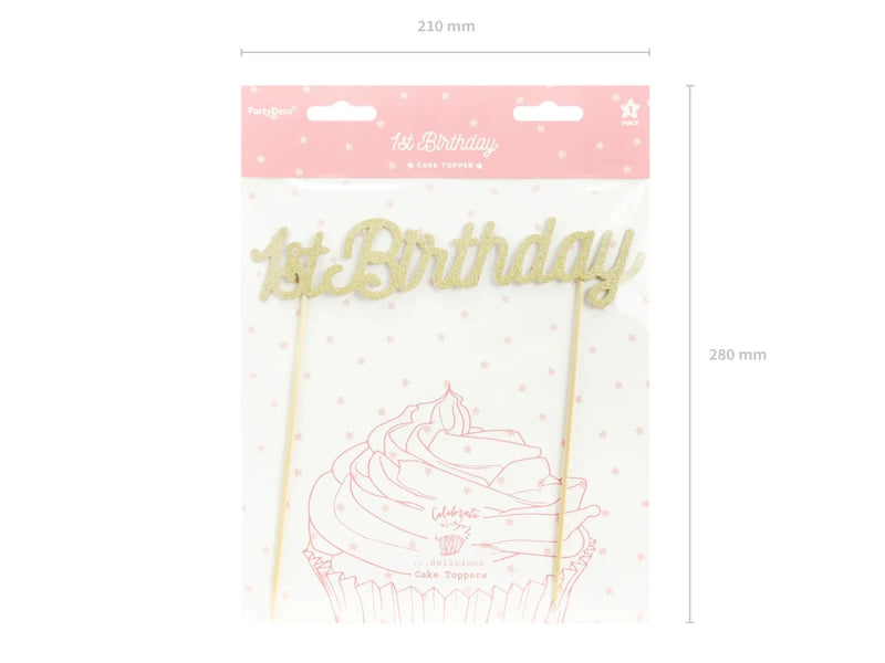CAKE TOPPER 1ST BIRTHDAY GOLD (20CM)