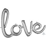 Silver - Love Script Foil Balloon - 31" in each