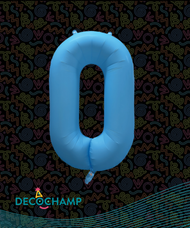 DecoNumber Neon Blue "0" - size 34" (Single Pack)