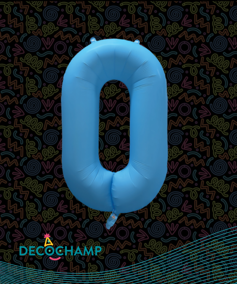 DecoNumber Neon Blue "0" - size 34" (Single Pack)