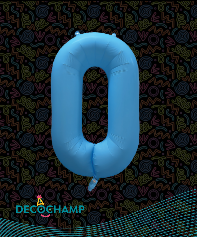DecoNumber Neon Blue "0" - size 34" (Single Pack)