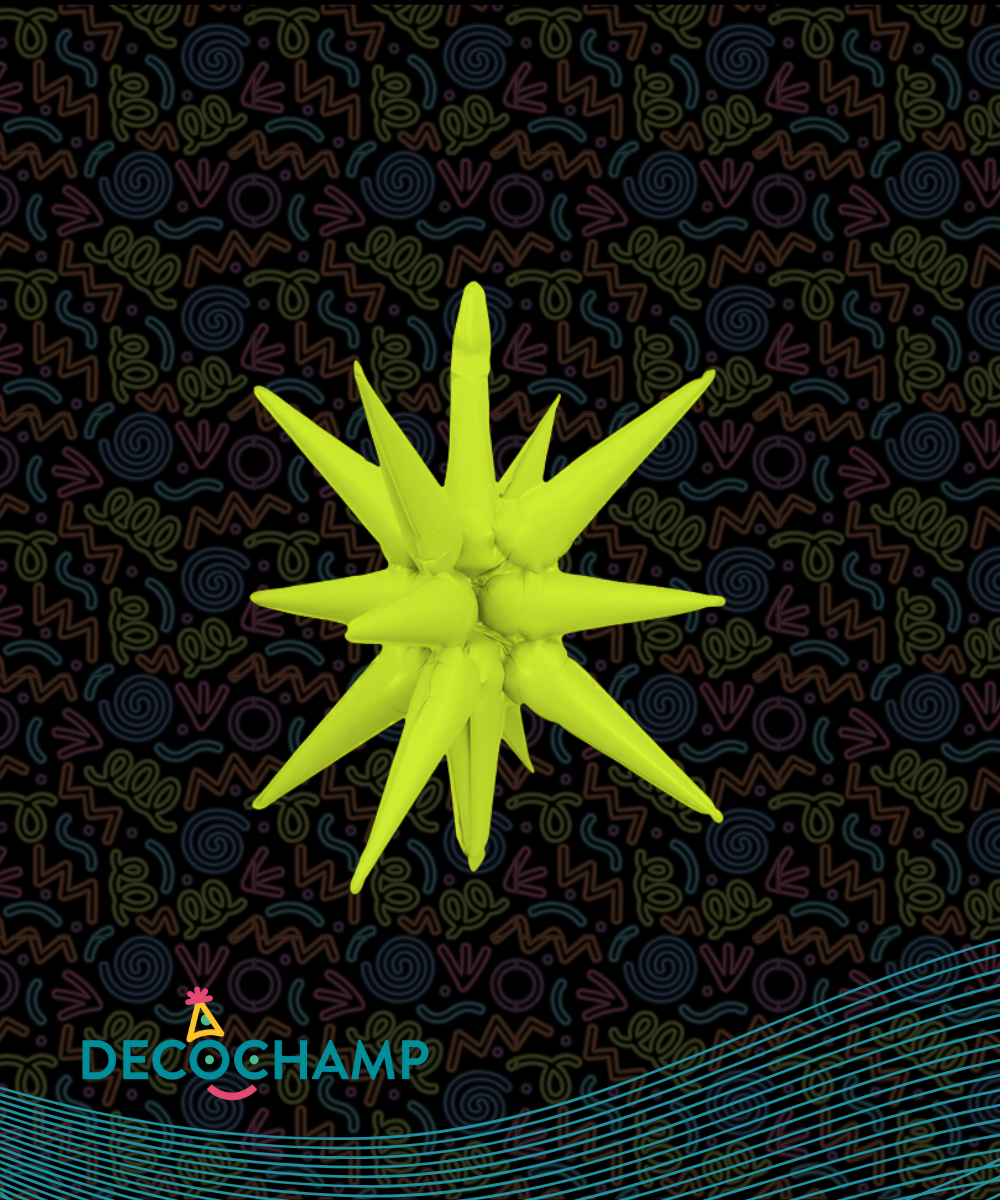 Neon Yellow Starburst Balloon 22" ((Single Pack))