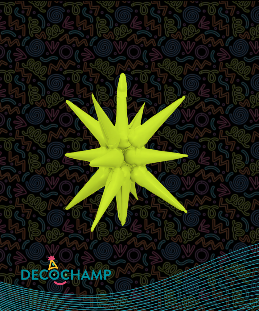 Neon Yellow Starburst Balloon 22" ((Single Pack))