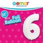 Number 6 White - 34" in