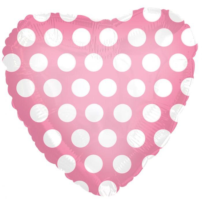 2 Heart Shaped Foil Balloon 18" in. Pink Polka Dots