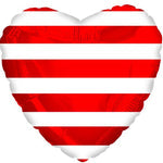 2 Heart Shaped Foil Balloon 18" in. Red Stripes