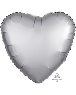 2 Platinum Satin Luxe Heart Anagram 18"
