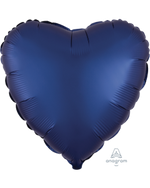 2 Navy Satin Luxe Heart Anagram 18"
