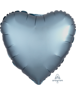 2 Steel Blue Satin Luxe Heart Anagram 18"