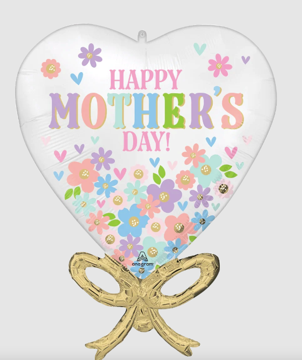 Jumbo Satin Happy Mother's Day Daisy Chain Bow Foil Balloon 28"