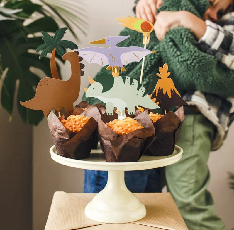 CUP CAKE TOPPER DINOSAUR MIX (4/7CM - 1PKT/6PC)