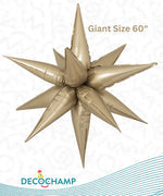 Champagne Giant Starburst 3D Deco champ 60"