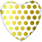 2 Heart Shaped Foil Balloon 18" in. Gold Polka Dots