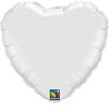 White Heart Shaped Foil Balloon 36" in