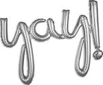 Yay Silver Script Foil Balloons - 39" in