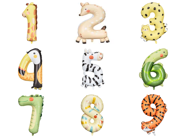 Animal Number Foil Balloons PARTY DECO 35"