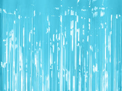 FOIL FRINGE PARTY CURTAIN LIGHT SKY BLUE (100X200CM)
