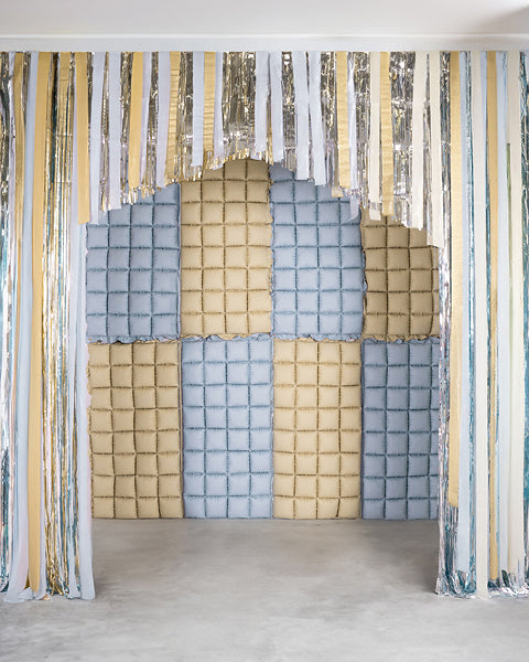 RECTANGULAR FOIL BALLOON BACKDROP DOUBLE-SIDED BEIGE-BLUE (72x143CM) 28"x56"