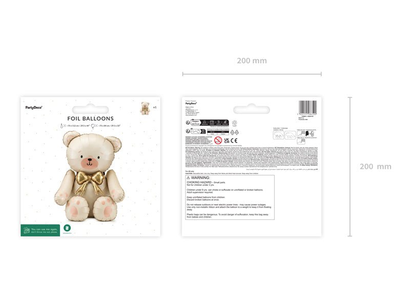 Foil Balloon Bear in beige color – teddy bear party balloon