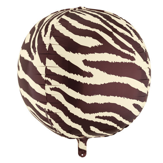 Zebra Stripes Ball Foil Balloon 20 in. - PartyDeco USA