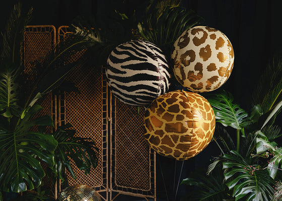 Zebra Stripes Ball Foil Balloon 20 in. - PartyDeco USA