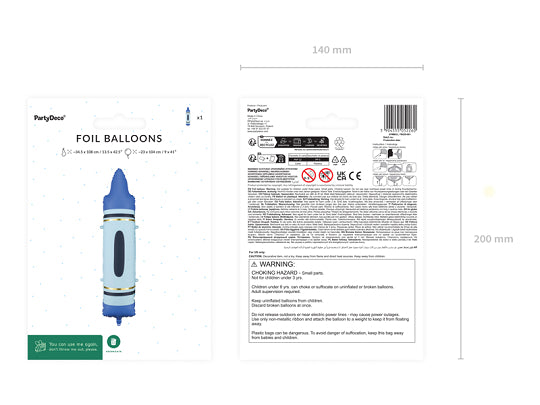 Crayon Foil Balloon 30 in. - Blue PartyDeco USA