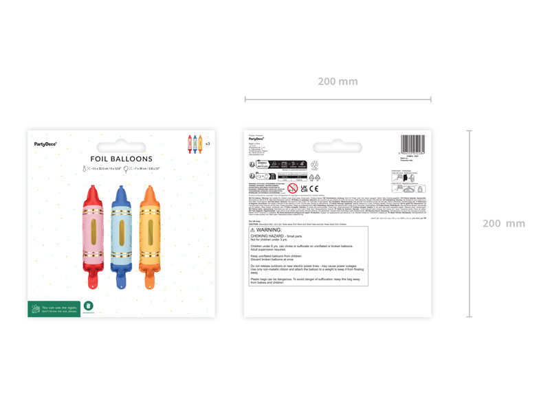 Crayon Foil Balloon 30 in. - 3 pack PartyDeco USA