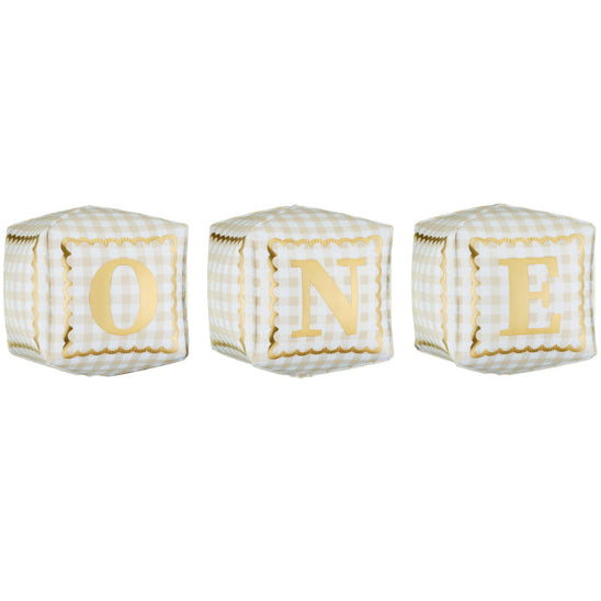 Cubes "ONE" Foil Balloon Set 21 in. - PartyDeco USA