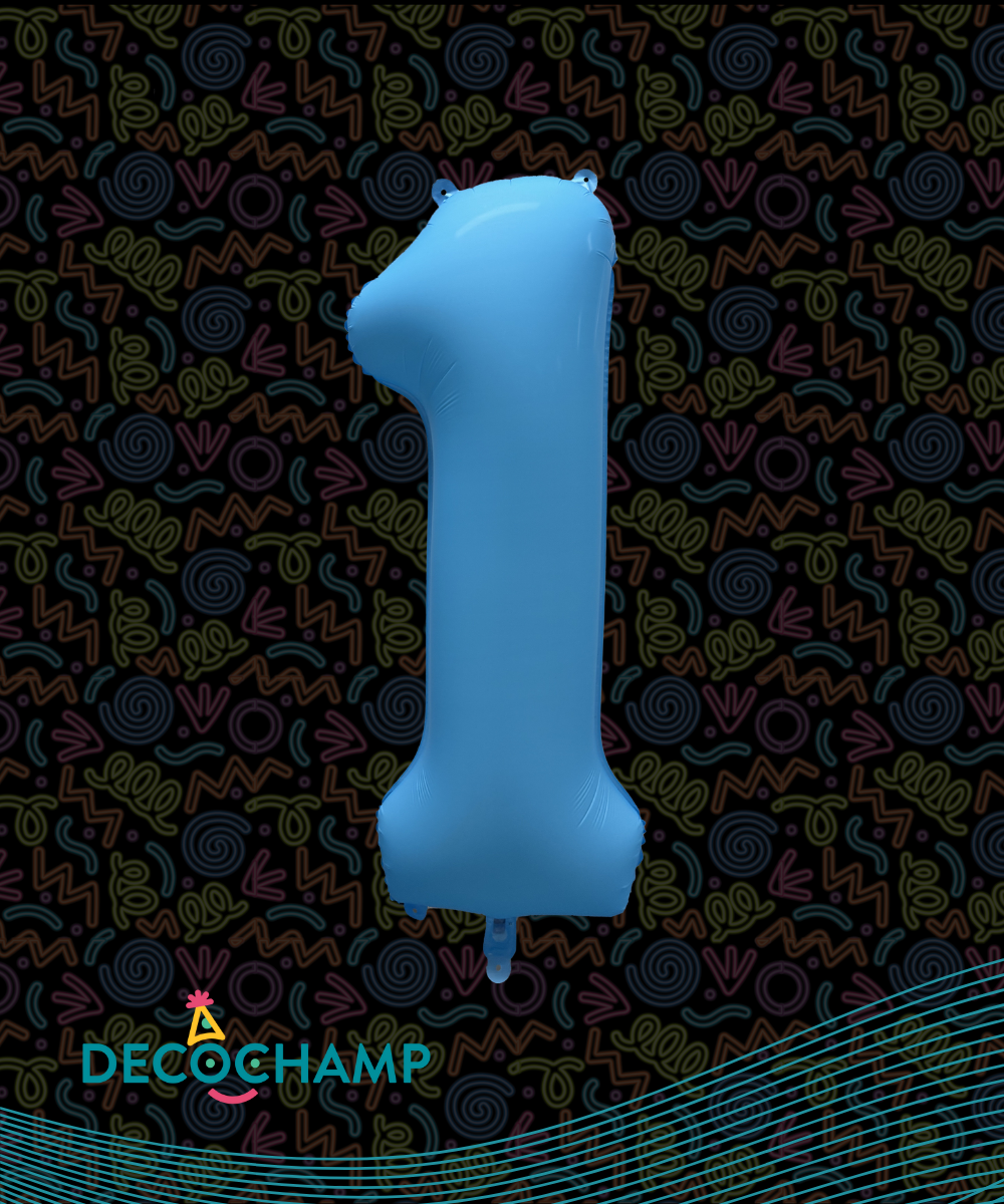 DecoNumber Neon Blue "1" - size 34" (Single Pack)