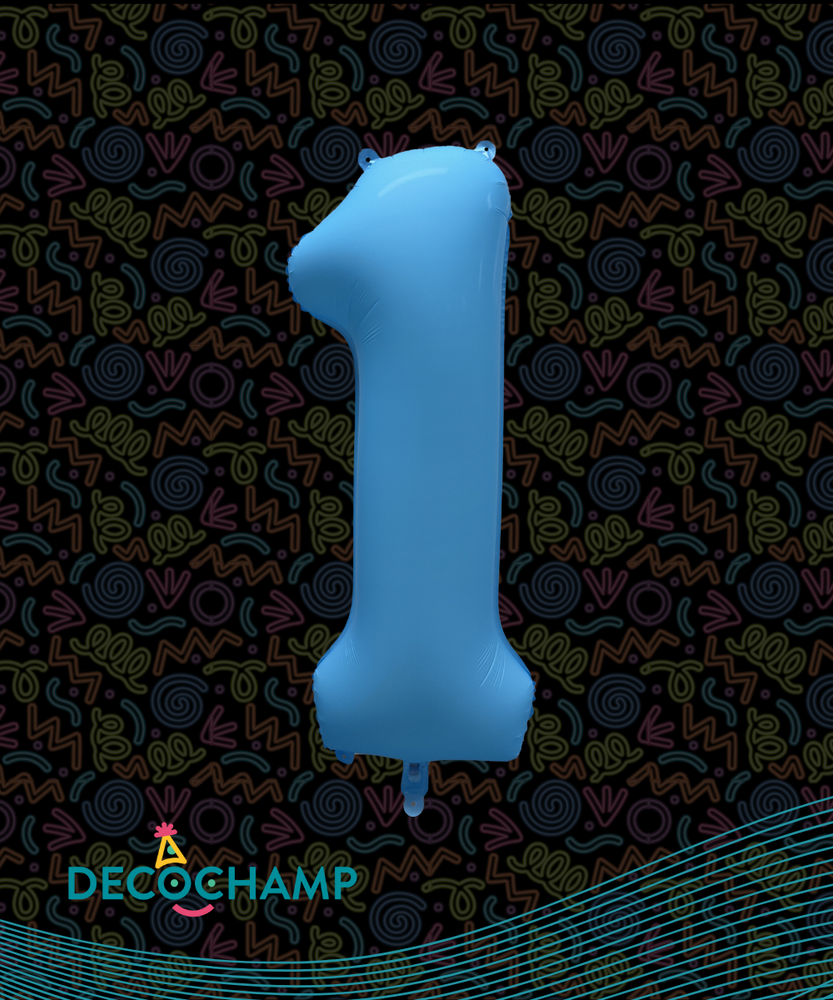 DecoNumber Neon Blue "1" - size 34" (Single Pack)