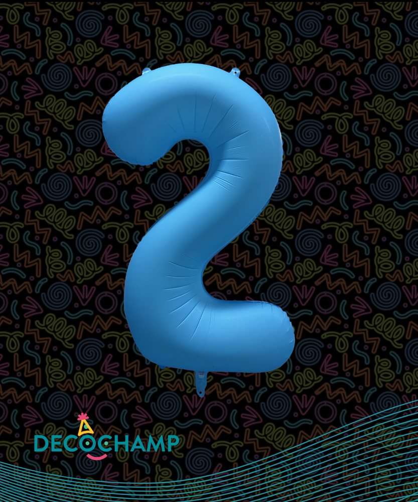 DecoNumber Neon Blue "2" - size 34" (Single Pack)