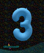 DecoNumber Neon Blue "3" - size 34" (Single Pack)