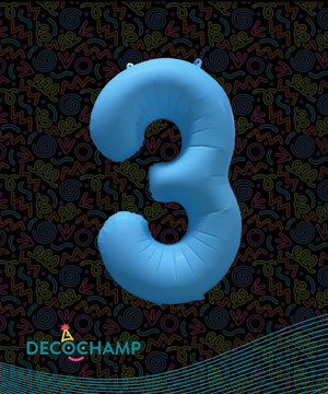 DecoNumber Neon Blue "3" - size 34" (Single Pack)