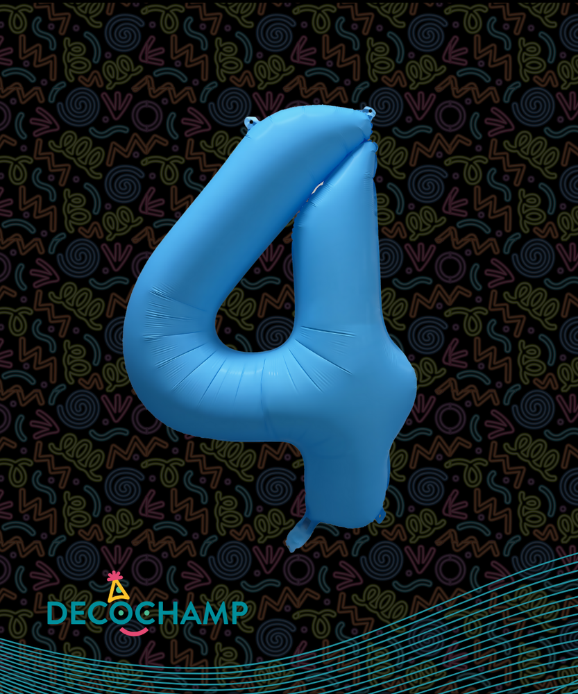 DecoNumber Neon Blue "4" - size 34" (Single Pack)