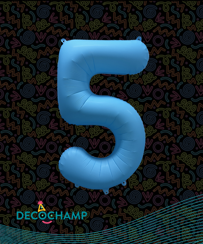 DecoNumber Neon Blue "5" - size 34" (Single Pack)