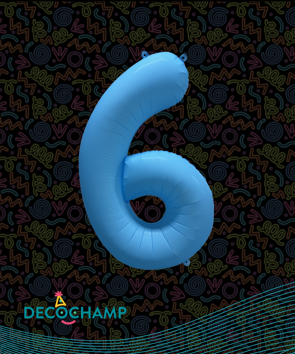DecoNumber Neon Blue "6" - size 34" (Single Pack)